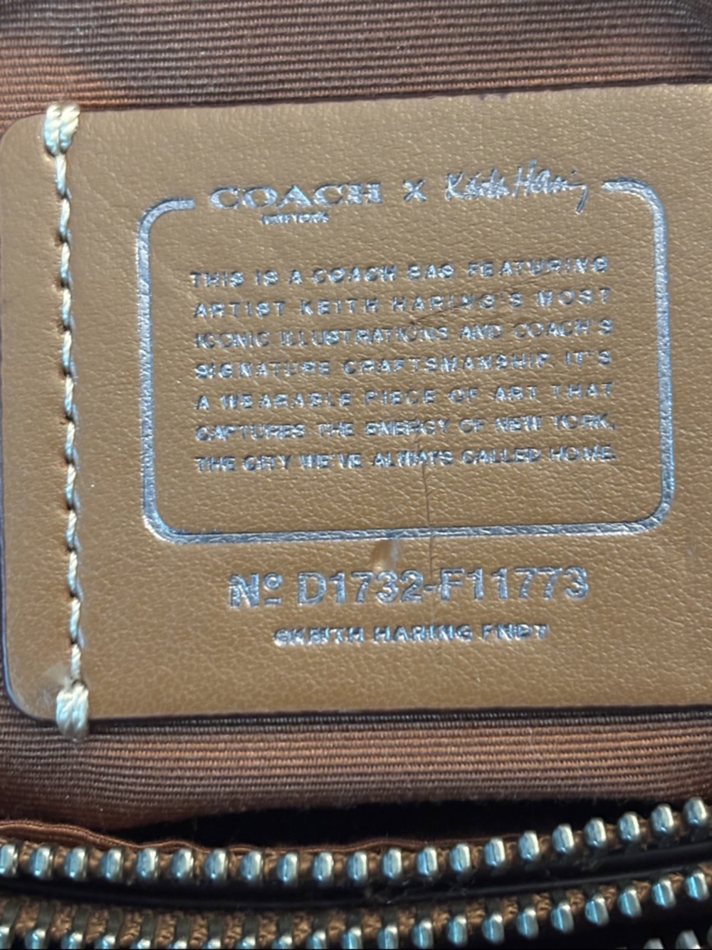 Coach x Keith Haring Zip Pouch Clutch Brown Pink Leather Canvas F11773 - Picture 10 of 11